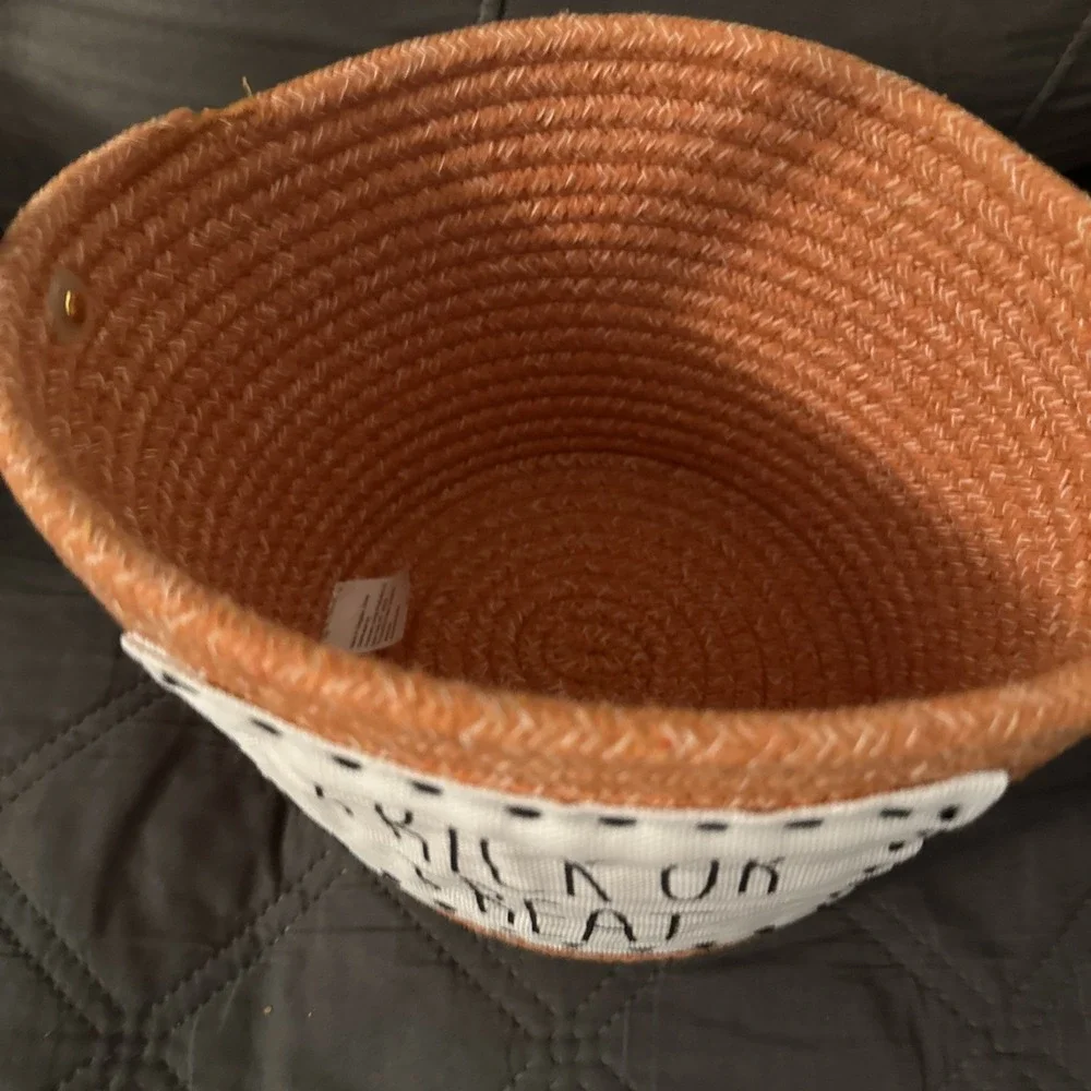 Halloween Trick Or Treat Woven Basket With Rope Handle